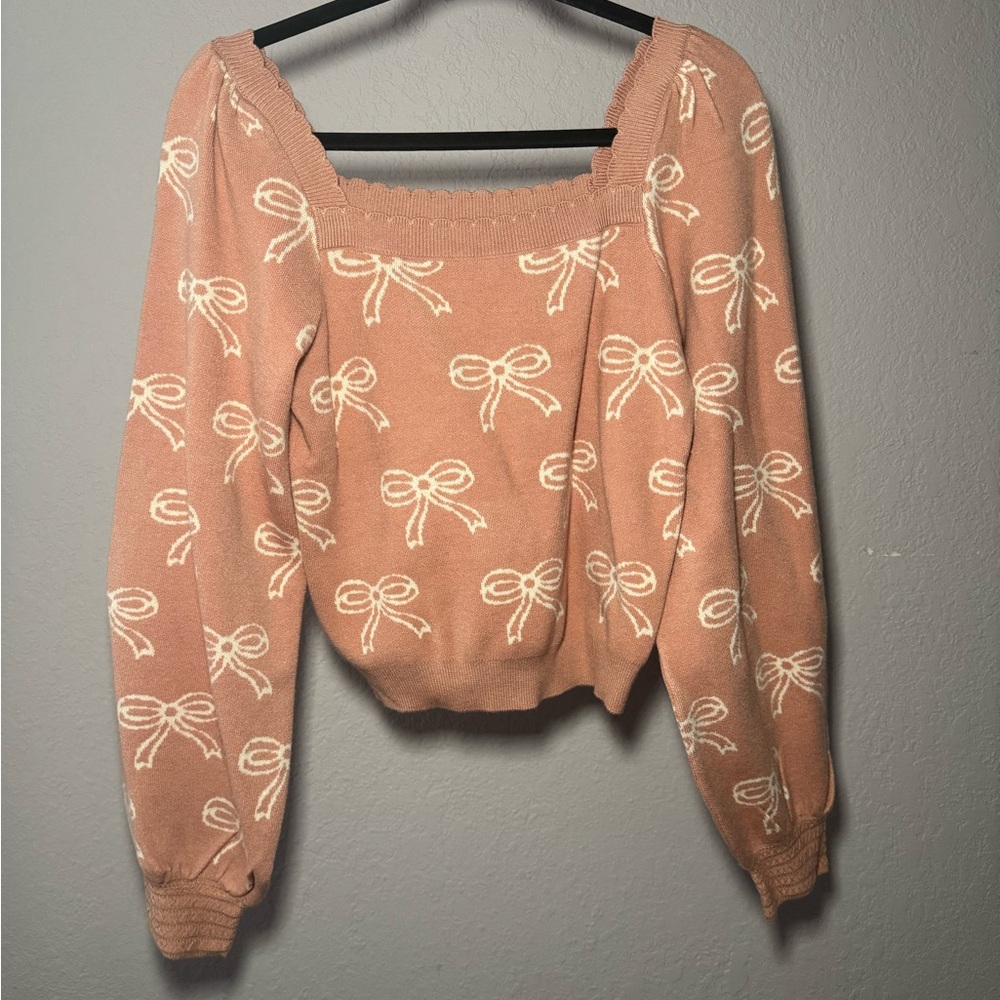 Willow & Wind Pink Bow Sweater